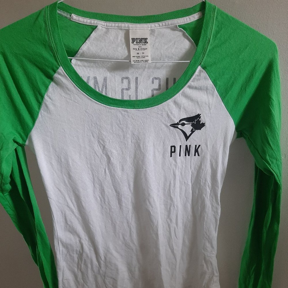 Pink Victoria Secrets XS Lucky BlueJaysTee LongSlv